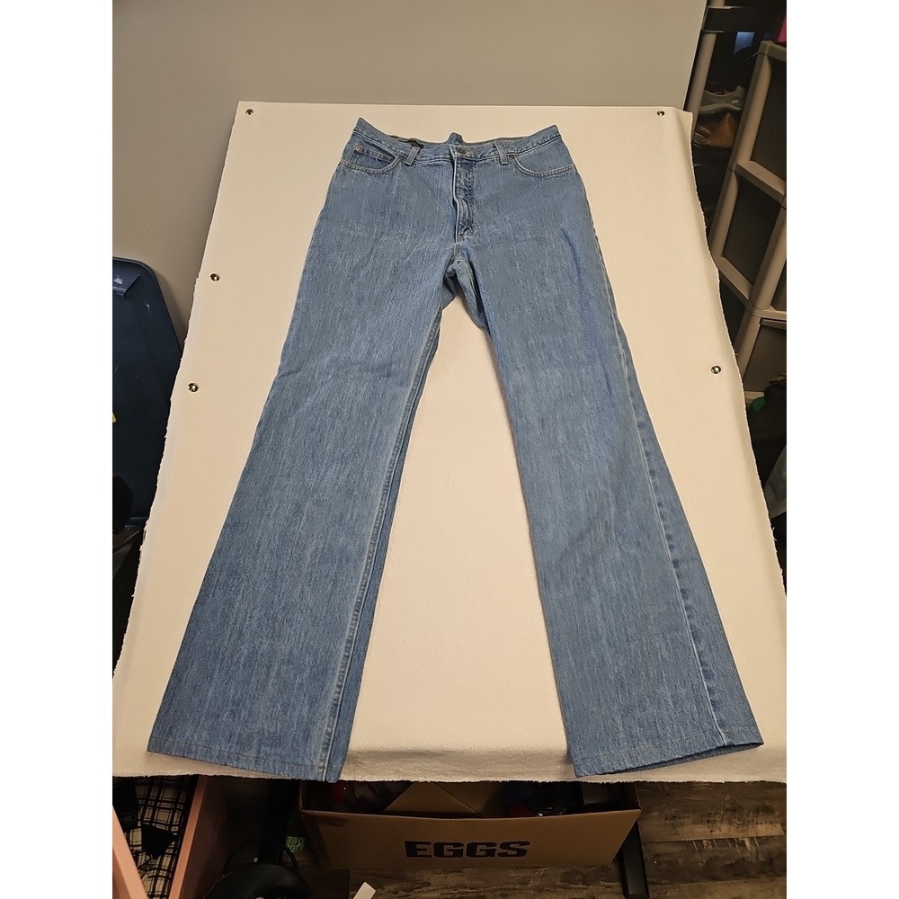 Lands End Square Rigger Mens 35x31 Light Wash Blue Denim Straight Leg Jeans